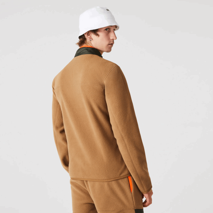 Lacoste Relaxed Fit Polar Fleece Zip Sweatshirt 646T979 Brown Khaki Green 89F Men