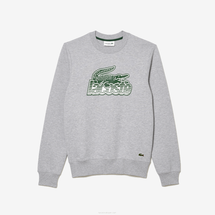 Lacoste Round Neck Unbrushed Fleece Sweatshirt 646T301 Grey Chine CCA Men