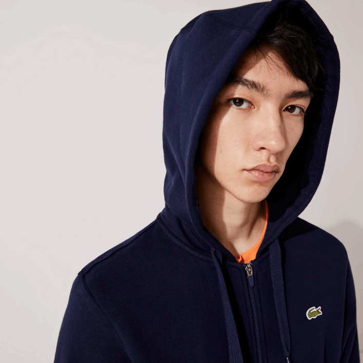 Lacoste SPORT Lightweight Bi-material Hoodie 646T949 Navy Blue 423 Men