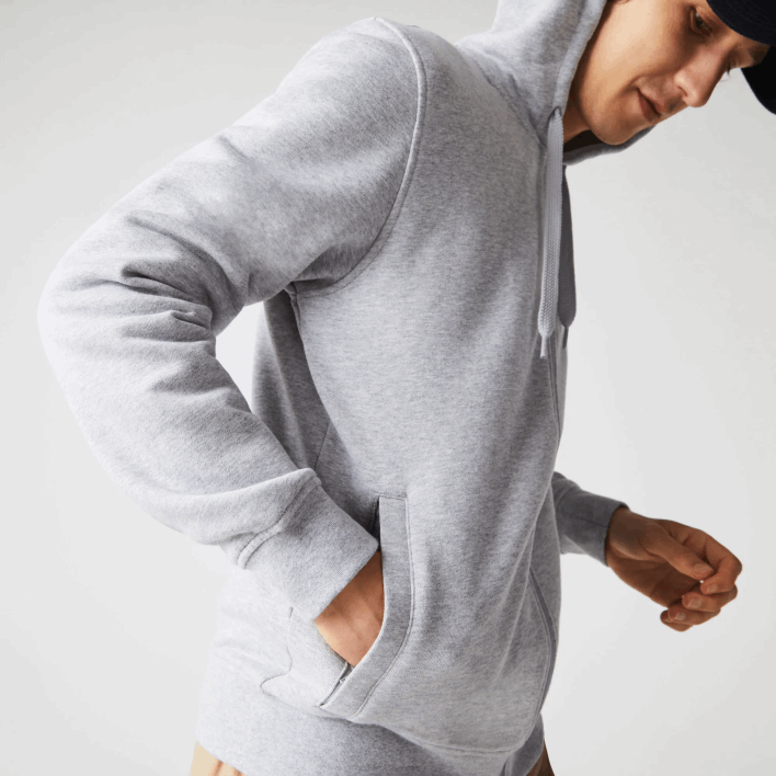 Lacoste SPORT Lightweight Bi-material Hoodie 646T962 Chine Light Grey 9YA Men