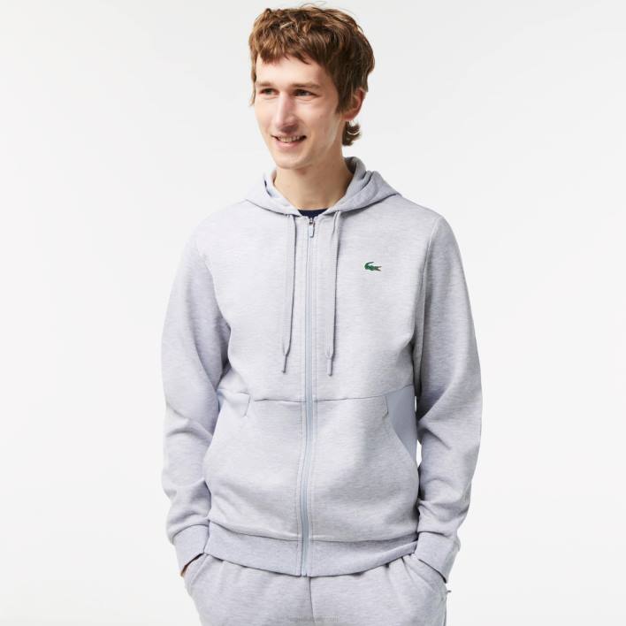 Lacoste SPORT Mesh Panels Hoodie 646T1018 Chine Light Grey 9YA Men