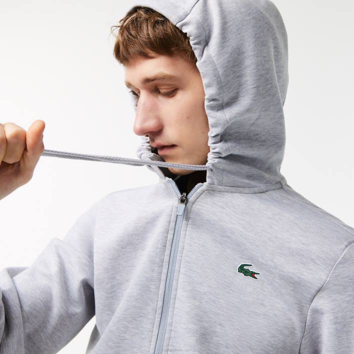 Lacoste SPORT Mesh Panels Hoodie 646T1018 Chine Light Grey 9YA Men