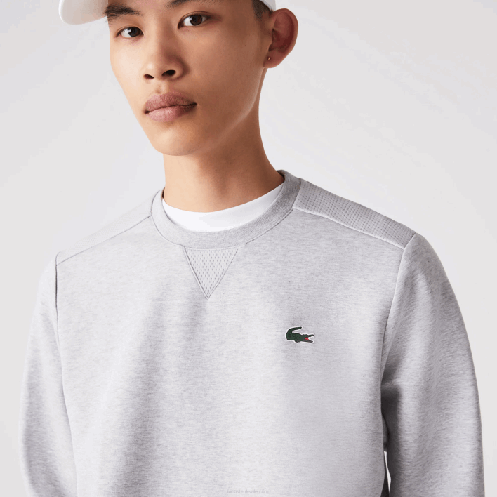 Lacoste SPORT Mesh Panels Sweatshirt 646T1062 Chine Light Grey 9YA Men