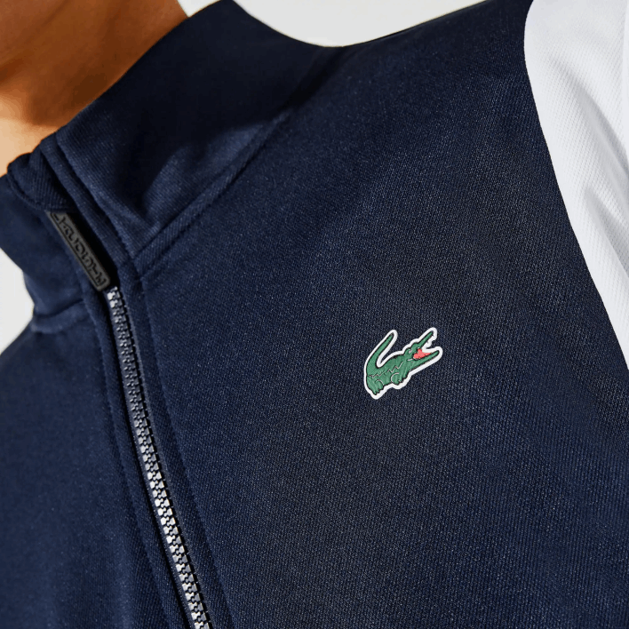 Lacoste SPORT Pique Zip Sweatshirt 646T1205 White Navy Blue R20 Men
