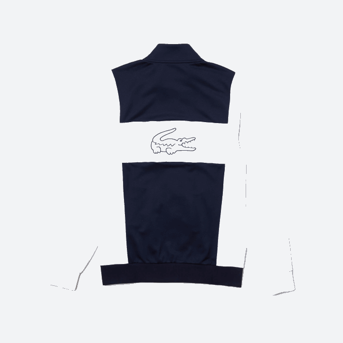 Lacoste SPORT Pique Zip Sweatshirt 646T1205 White Navy Blue R20 Men