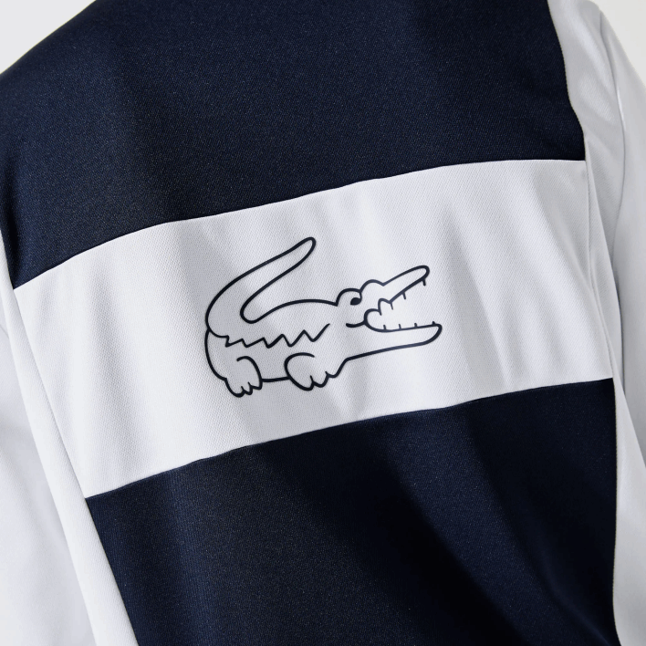 Lacoste SPORT Pique Zip Sweatshirt 646T1205 White Navy Blue R20 Men