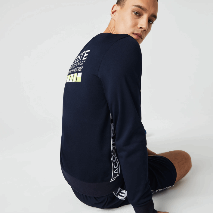 Lacoste SPORT Printed Tennis Sweatshirt 646T1055 Navy Blue 166 Men