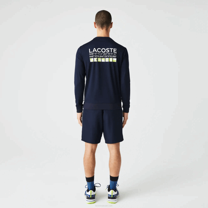 Lacoste SPORT Printed Tennis Sweatshirt 646T1055 Navy Blue 166 Men