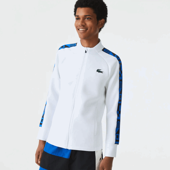 Lacoste SPORT Printed Zip Tennis Sweatshirt 646T1052 White 001 Men