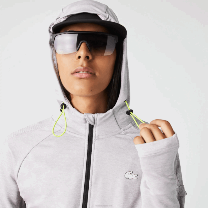 Lacoste SPORT Stretch Zip Sweatshirt 646T1084 Chine Light Grey 9YA Men