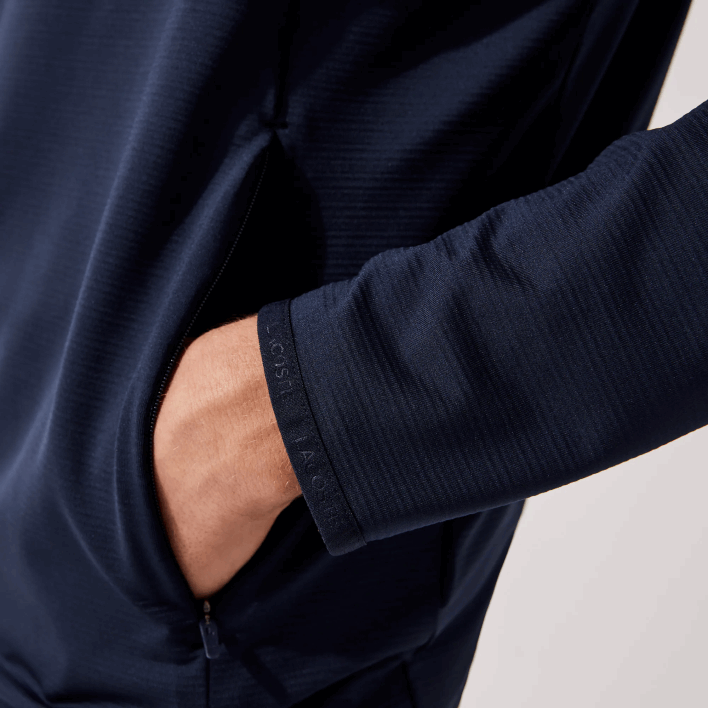 Lacoste SPORT Stretch Zippered Collar Sweatshirt 646T980 Navy Blue 166 Men