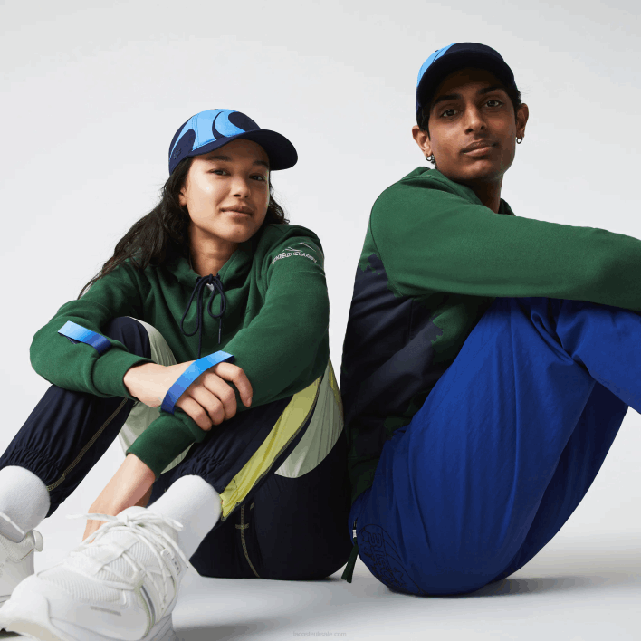 Lacoste SPORT x Theo Curin Organic Cotton Hoodie 646T1123 Green Navy Blue NL7 Men