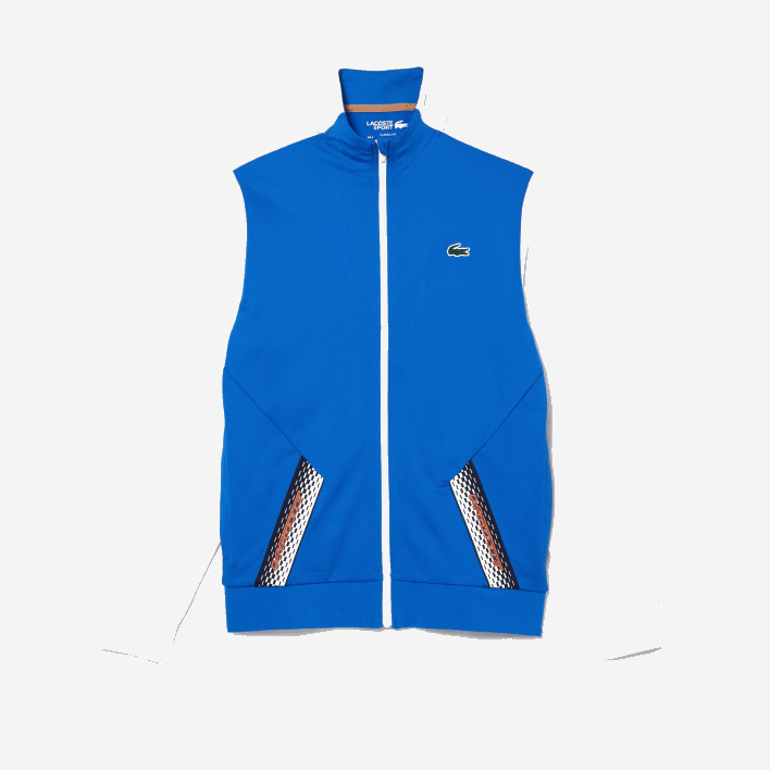 Lacoste Tennis Zipped Ripstop Sweatshirt 646T339 Blue White Blue AG1 Men