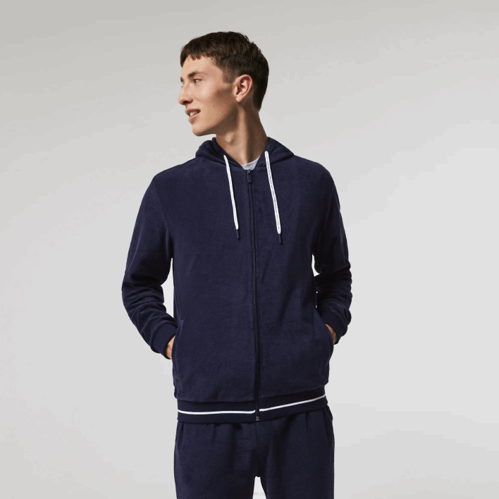 Lacoste Terrycloth Zip Lounge Sweatshirt 646T1276 Navy Blue 166 Men
