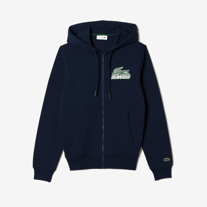 Lacoste Unbrushed Fleece Zipped Hoodie 646T320 Navy Blue 166 Men