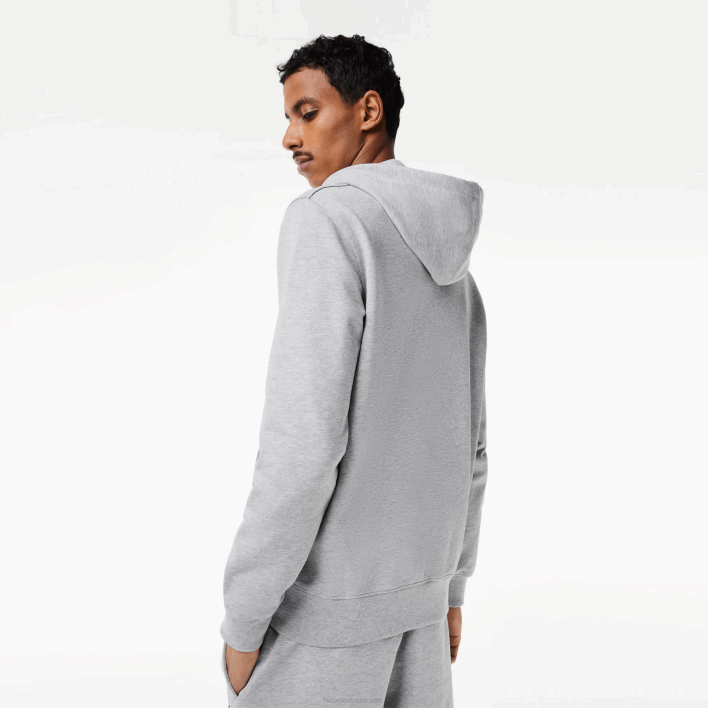 Lacoste Unbrushed Fleece Zipped Hoodie 646T322 Grey Chine CCA Men