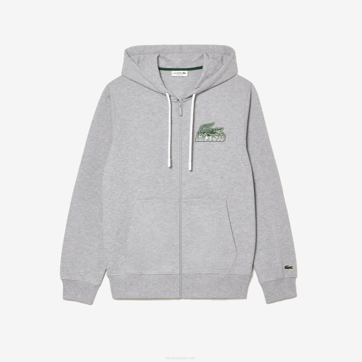 Lacoste Unbrushed Fleece Zipped Hoodie 646T322 Grey Chine CCA Men