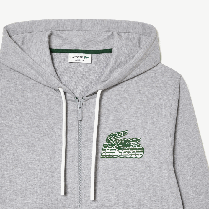 Lacoste Unbrushed Fleece Zipped Hoodie 646T322 Grey Chine CCA Men