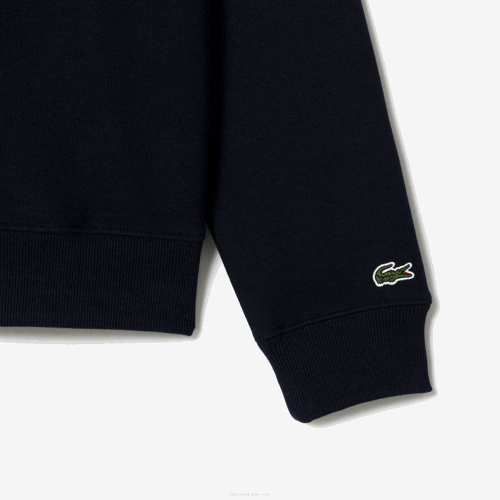Lacoste Zip Neck Loose Fit Organic Cotton Sweatshirt 646T283 Navy Blue 166 Men