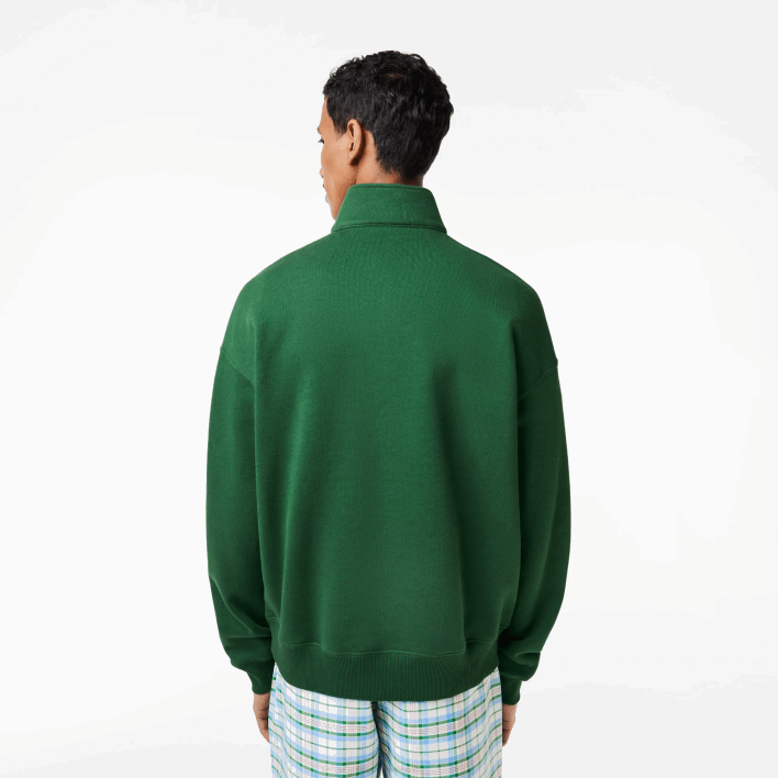 Lacoste Zip Neck Loose Fit Organic Cotton Sweatshirt 646T284 Green 132 Men