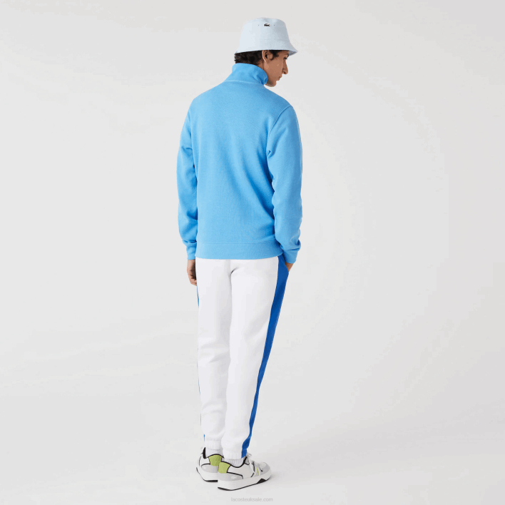 Lacoste Zippered Stand-Up Collar Cotton Sweatshirt 646T1184 Blue 4XA Men
