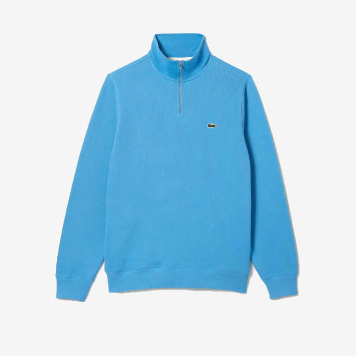Lacoste Zippered Stand-Up Collar Cotton Sweatshirt 646T1184 Blue 4XA Men