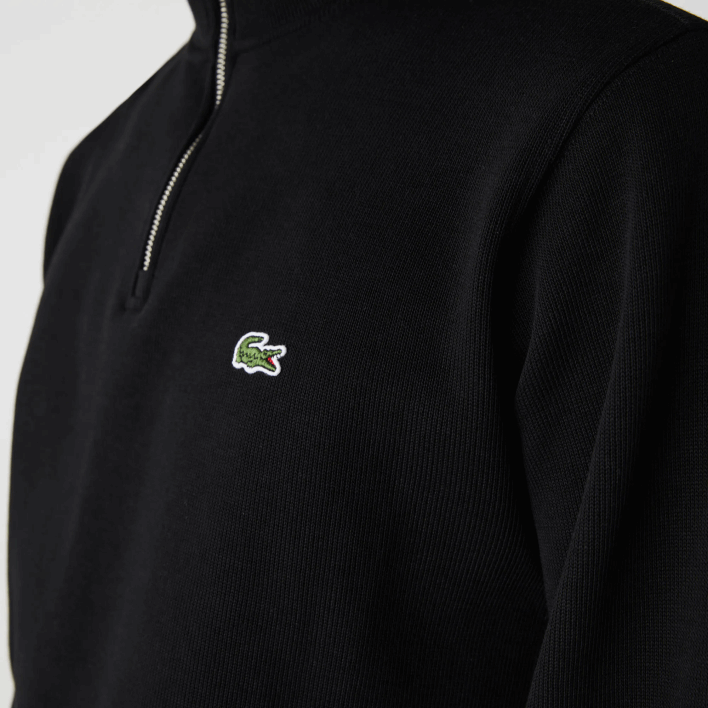Lacoste Zippered Stand-Up Collar Cotton Sweatshirt 646T952 Black 031 Men