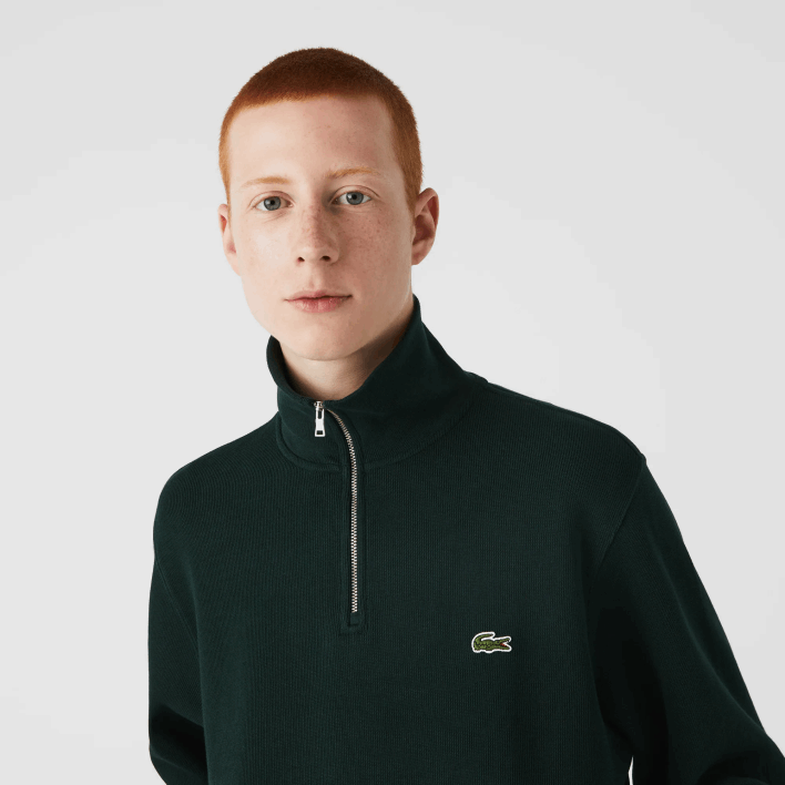 Lacoste Zippered Stand-Up Collar Cotton Sweatshirt 646T953 Green YZP Men