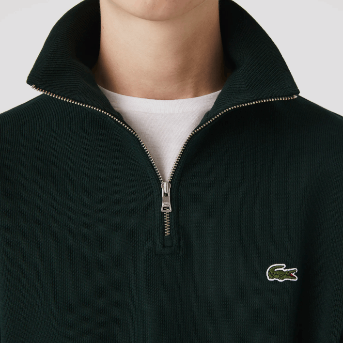 Lacoste Zippered Stand-Up Collar Cotton Sweatshirt 646T953 Green YZP Men