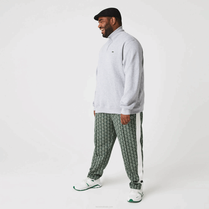 Lacoste Zippered Stand-Up Collar Cotton Sweatshirt 646T954 Grey Chine CCA Men