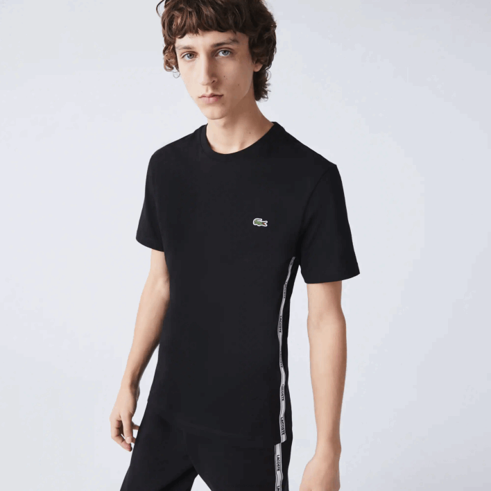 Lacoste Branded Bands Crew Neck Cotton T-Shirt 646T910 Black 031 Men