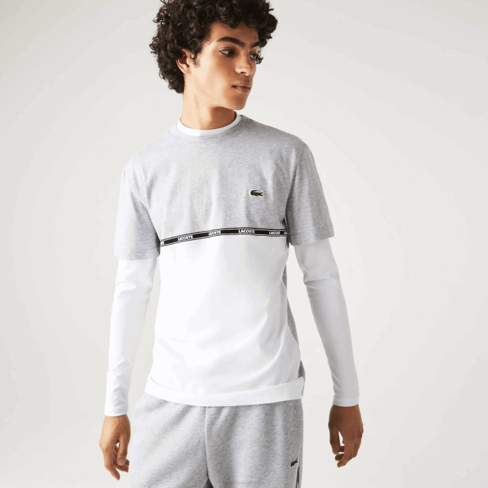 Lacoste Branded T-Shirt 646T831 Grey Chine White MTG Men