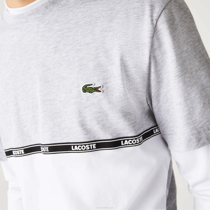Lacoste Branded T-Shirt 646T831 Grey Chine White MTG Men