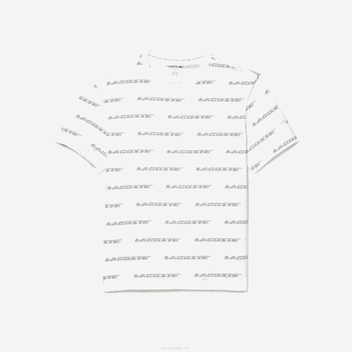 Lacoste Cotton Jersey Logo Print T-Shirt 646T502 White Khaki Green GY8 Men