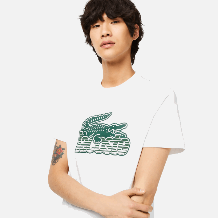 Lacoste Cotton Jersey Print T-Shirt 646T63 White 001 Men