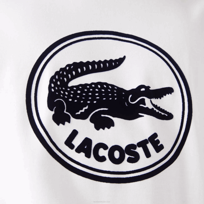 Lacoste Crew Neck 3D Printed logo Cotton T-Shirt 646T906 White 70V Men