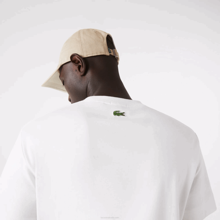 Lacoste Crew Neck 3D Printed logo Cotton T-Shirt 646T906 White 70V Men