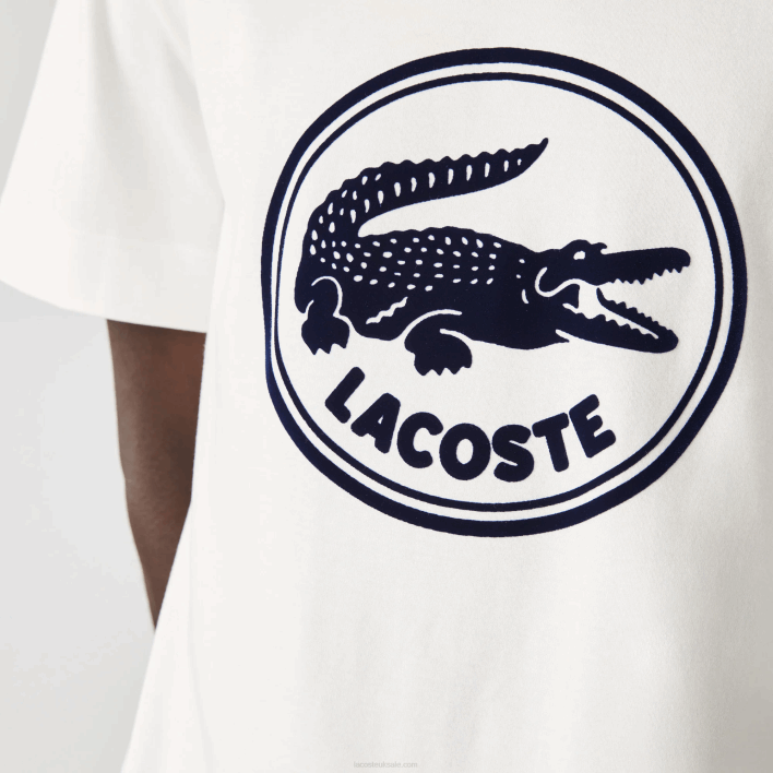 Lacoste Crew Neck 3D Printed logo Cotton T-Shirt 646T906 White 70V Men