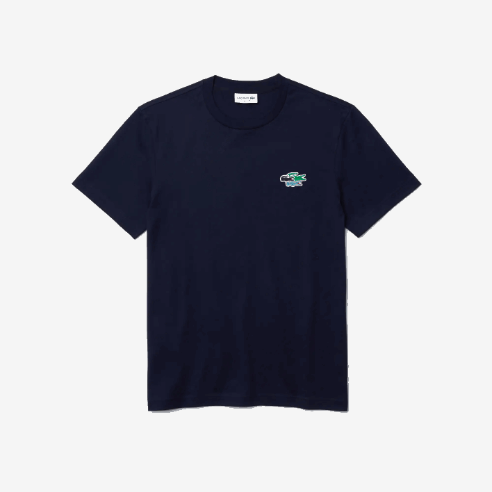 Lacoste Crew Neck Colored Crocodiles Organic Cotton T-shirt 646T920 Navy Blue 166 Men