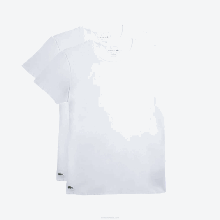 Lacoste Crew Neck Cotton Lounge T-Shirt 2-Pack 646T1542 White 001 Men