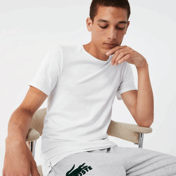 Lacoste Crew Neck Cotton T-Shirt 3-Pack 646T1349 White Grey Chine Black BXY Men