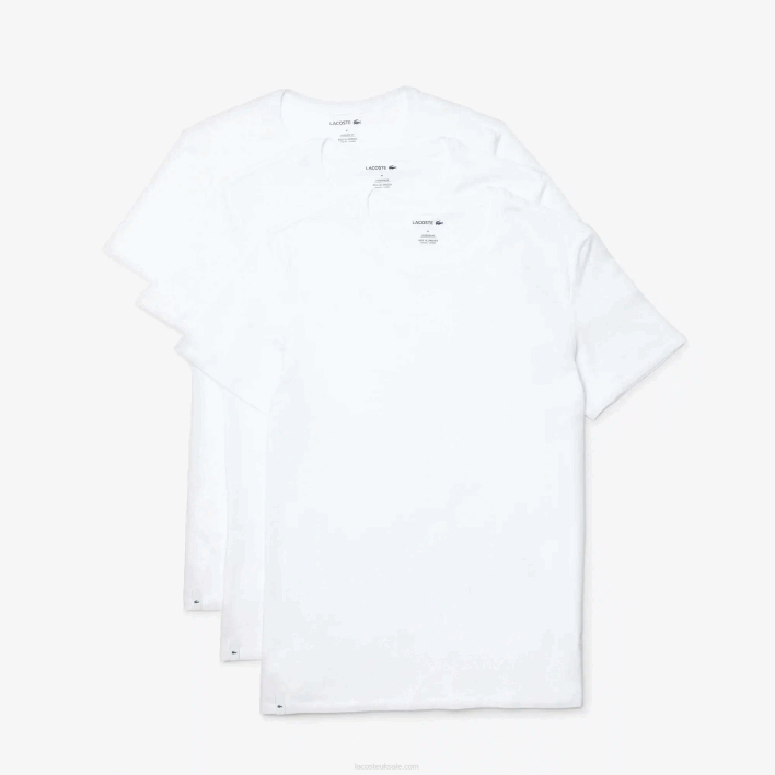 Lacoste Crew Neck Cotton T-Shirt 3-Pack 646T1350 White 001 Men
