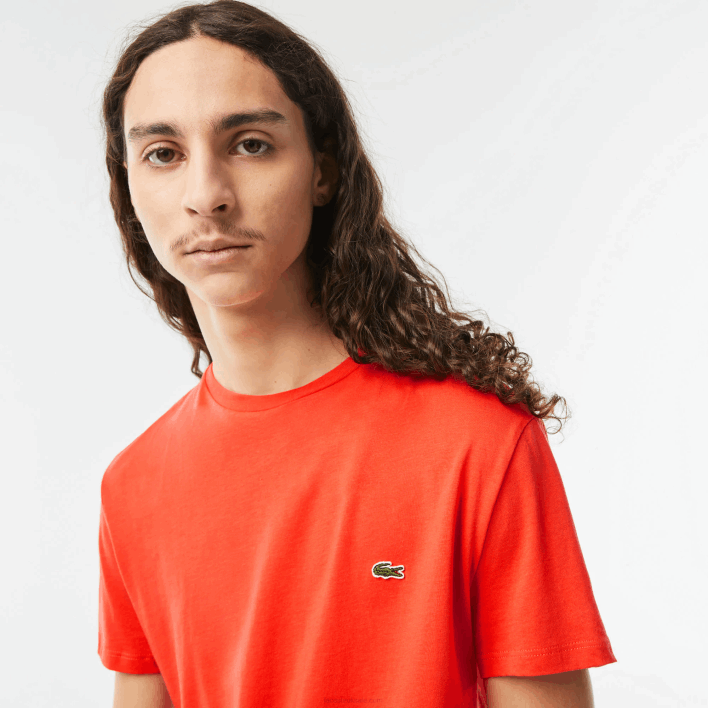 Lacoste Crew Neck Pima Cotton Jersey T-Shirt 646T130 Orange 02K Men