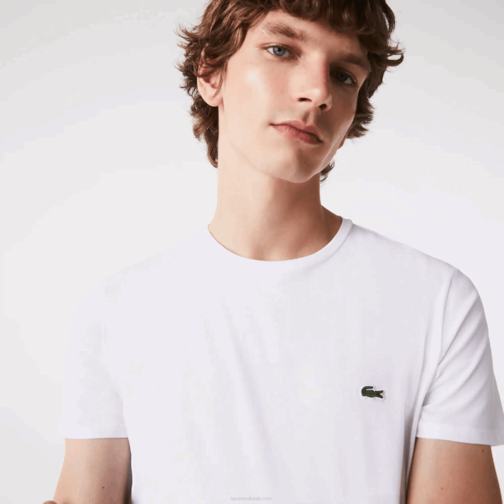 Lacoste Crew Neck Pima Cotton Jersey T-Shirt 646T36 White 001 Men
