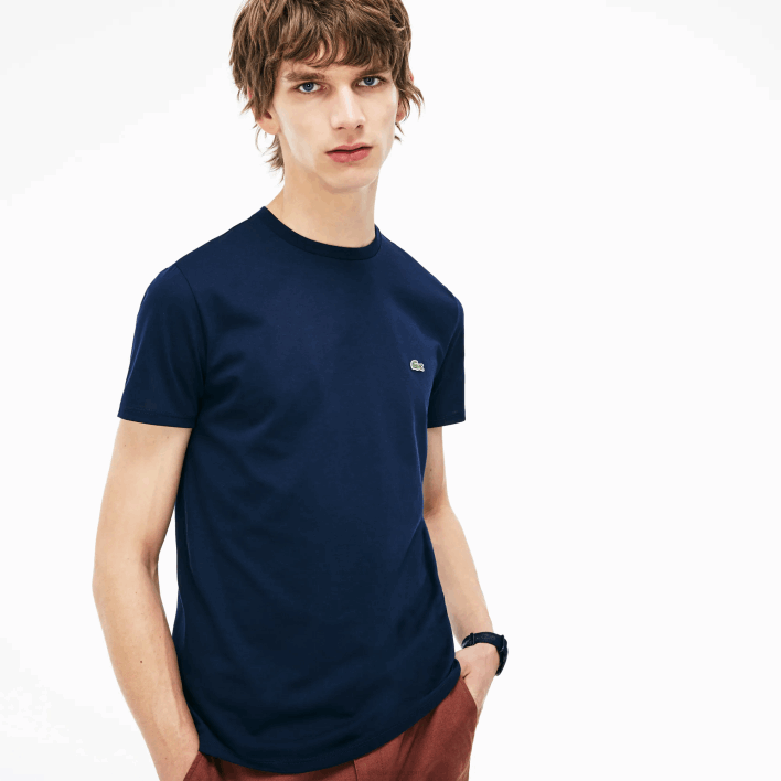 Lacoste Crew Neck Pima Cotton Jersey T-Shirt 646T38 Navy Blue 166 Men