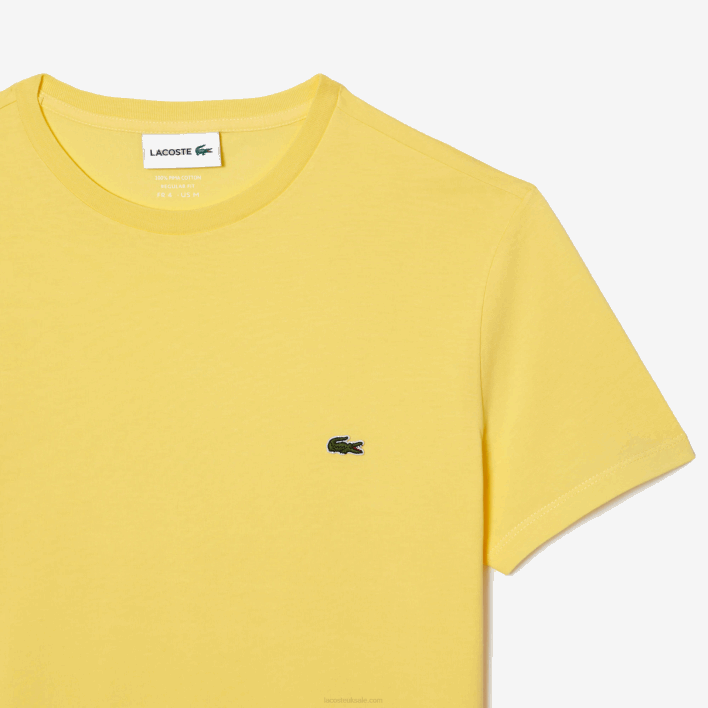 Lacoste Crew Neck Pima Cotton Jersey T-Shirt 646T55 Yellow 107 Men