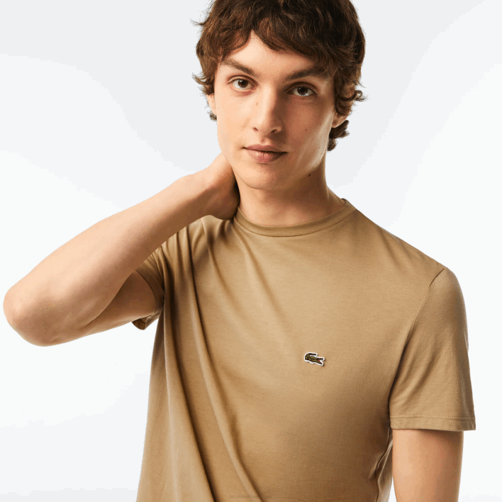 Lacoste Crew Neck Pima Cotton Jersey T-Shirt 646T57 Beige CB8 Men