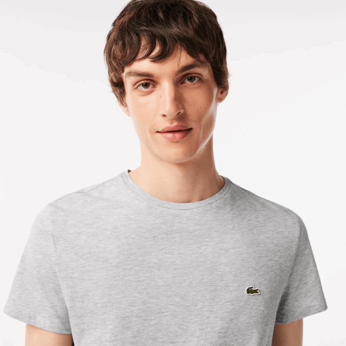 Lacoste Crew Neck Pima Cotton Jersey T-Shirt 646T619 Grey Chine CCA Men