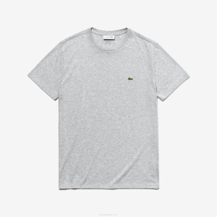 Lacoste Crew Neck Pima Cotton Jersey T-Shirt 646T619 Grey Chine CCA Men
