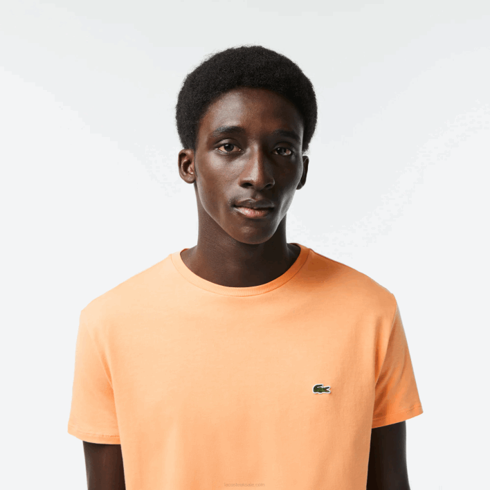 Lacoste Crew Neck Pima Cotton Jersey T-Shirt 646T62 Light Orange HEB Men